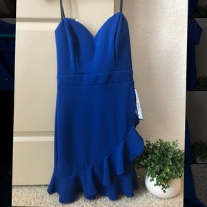 Strapless ruffle bottom mini dress